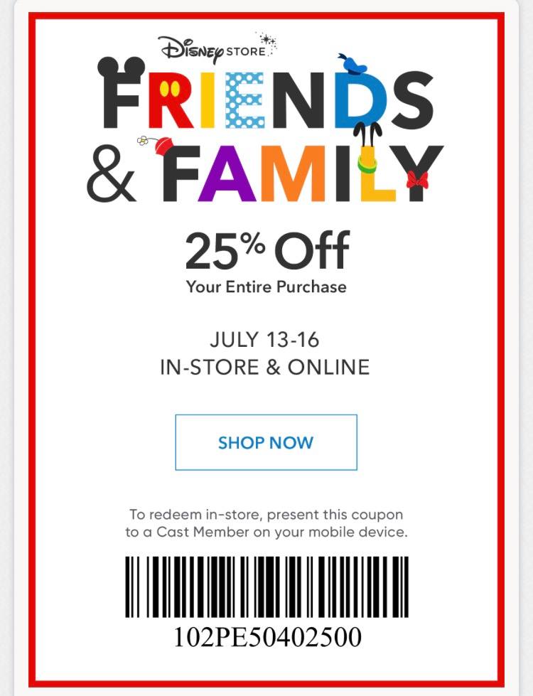 Disney 25% Off Friends & Family